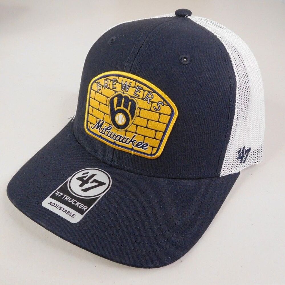 Milwaukee Brewers Hat Cap Snapback 47 Brand Mesh Trucker MLB Baseball Patch NWT